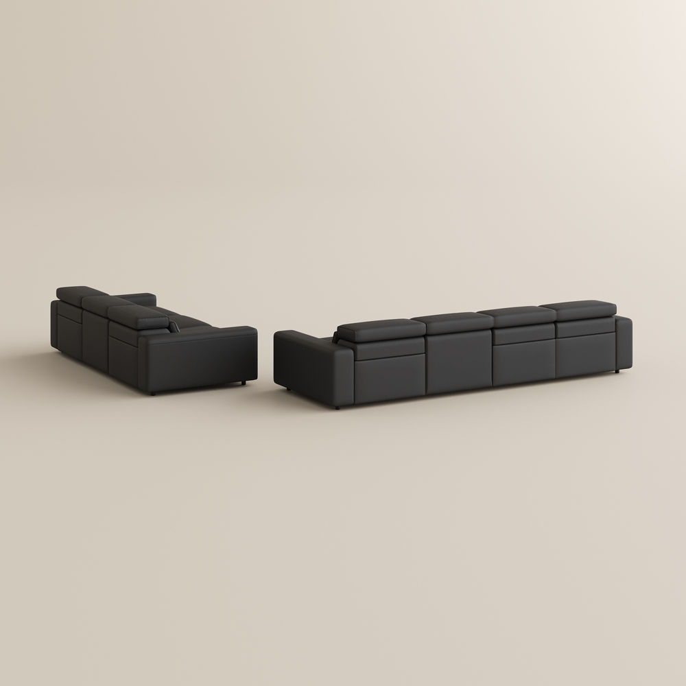 Leather Black Eco-friendly Microfiber Leather Sofa Set