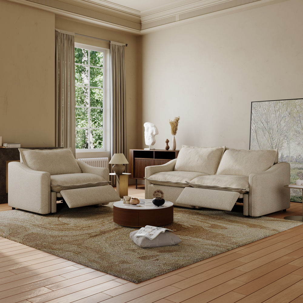 Ergopals Beige Linen Sofa Set