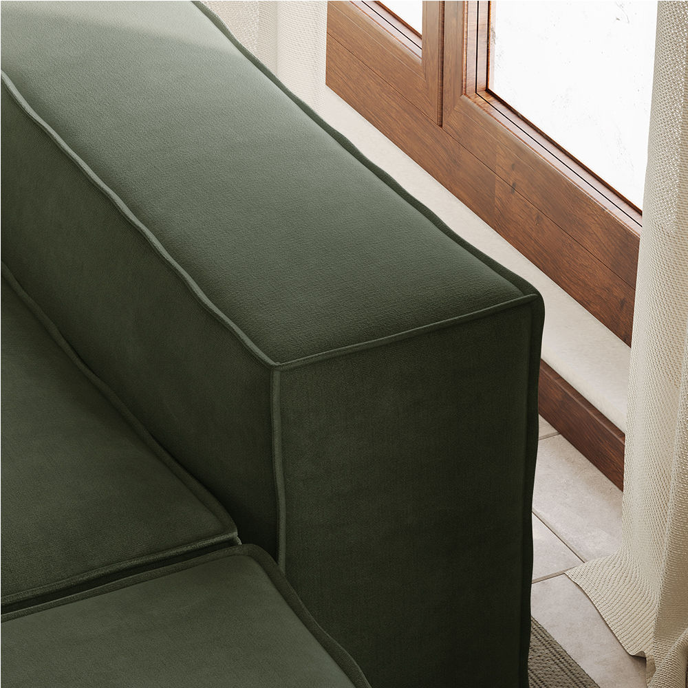 Pure Color Green Fabric Sofa Set