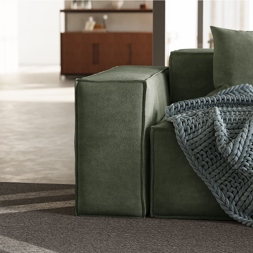 Partly Assemble Green Fabric Sofa Set