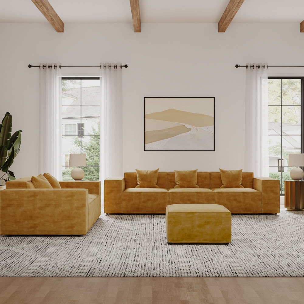 Pure Color Yellow Sofa Set
