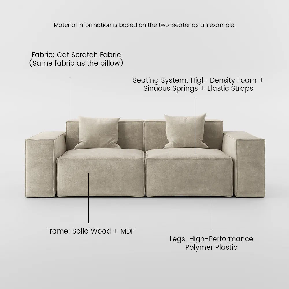 Partly Assemble Beige Fabric Sofa Set