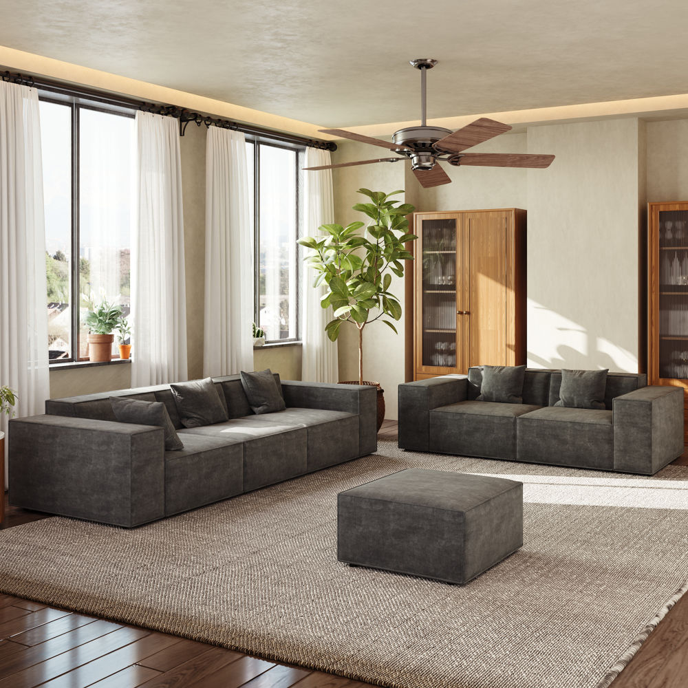 Dark Gray Anti-scratch and Waterproof Fabric Sofa Set