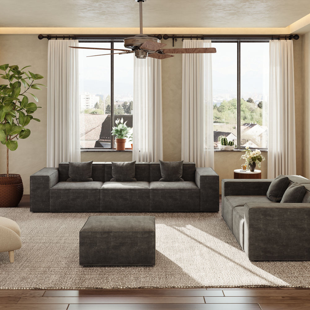 Dark Gray Anti-scratch and Waterproof Fabric Sofa Set