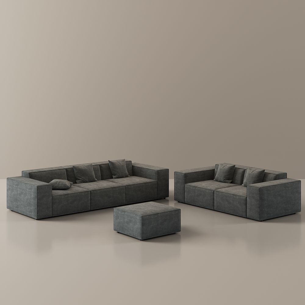 Dark Gray Anti-scratch and Waterproof Fabric Sofa Set