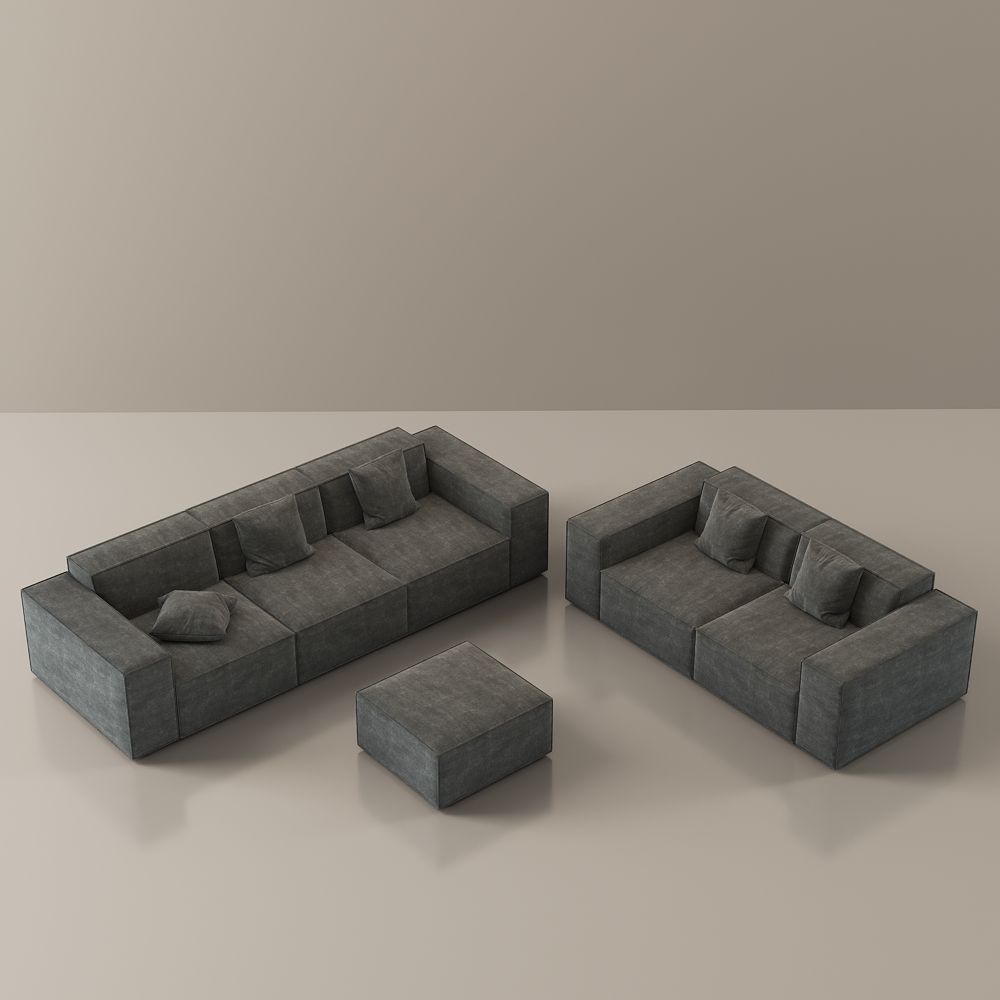 Dark Gray Anti-scratch and Waterproof Fabric Sofa Set