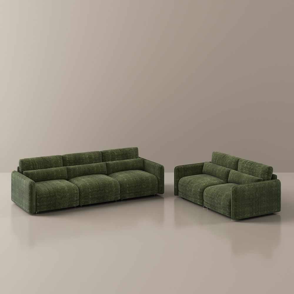 Apartment Green Chenille Sofa Set