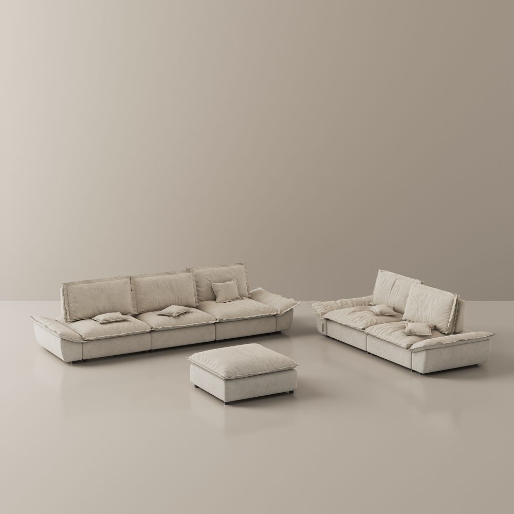 for 6 Beige Suede Fabric Sofa Set