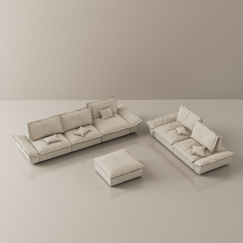 for 4 Beige Suede Fabric Sofa Set