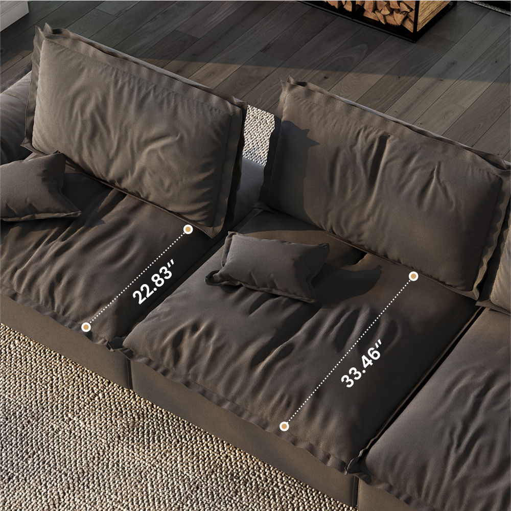 2 Seaters Gray Suede Fabric Sofa Set