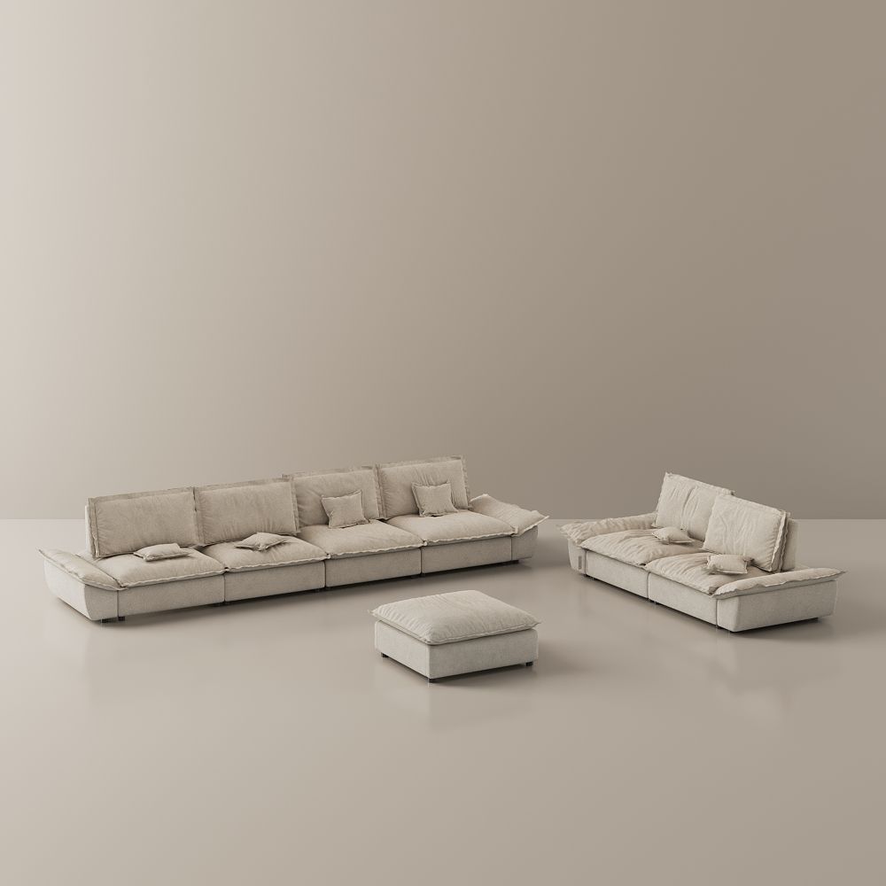 for 6 Beige Suede Fabric Sofa Set