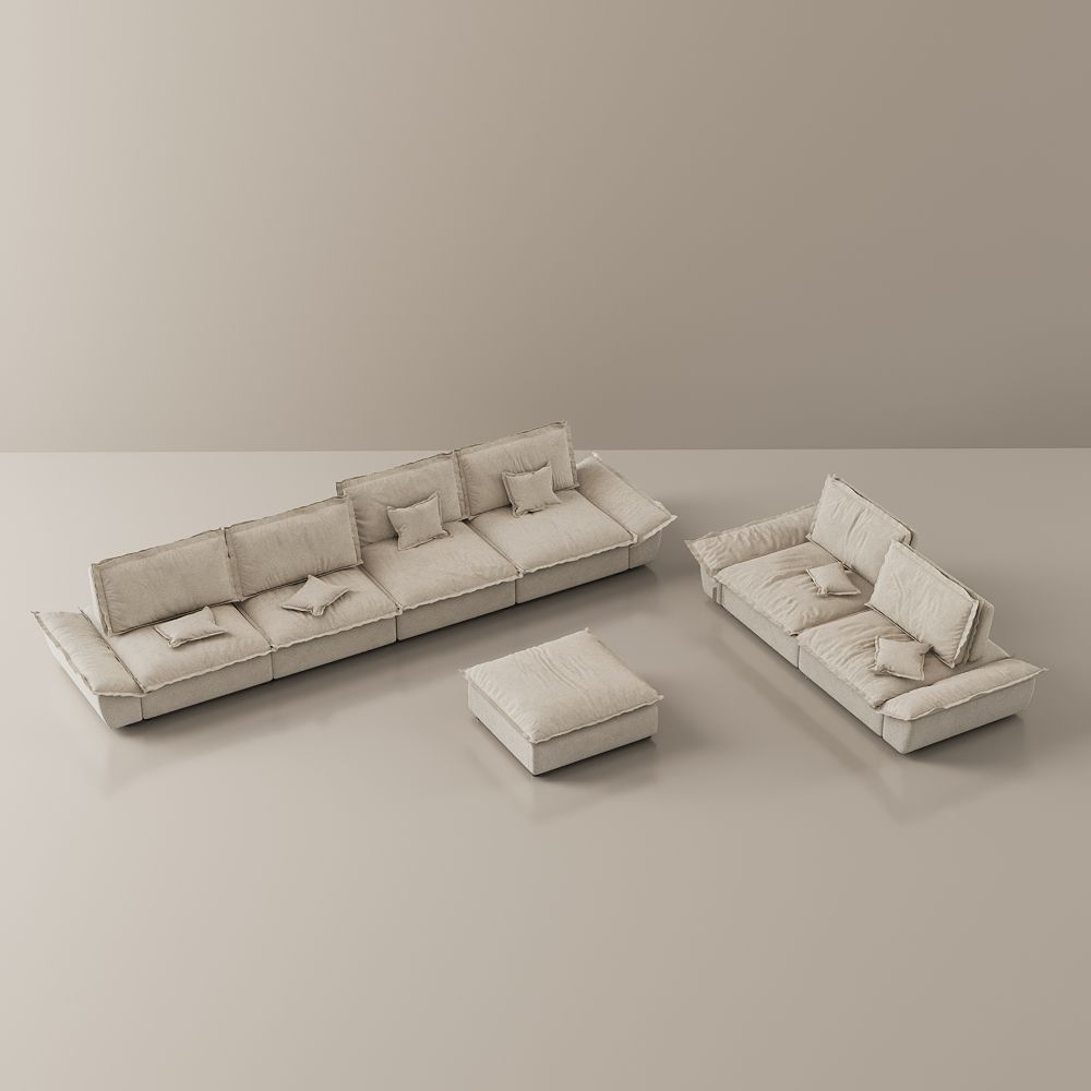 for 4 Beige Suede Fabric Sofa Set