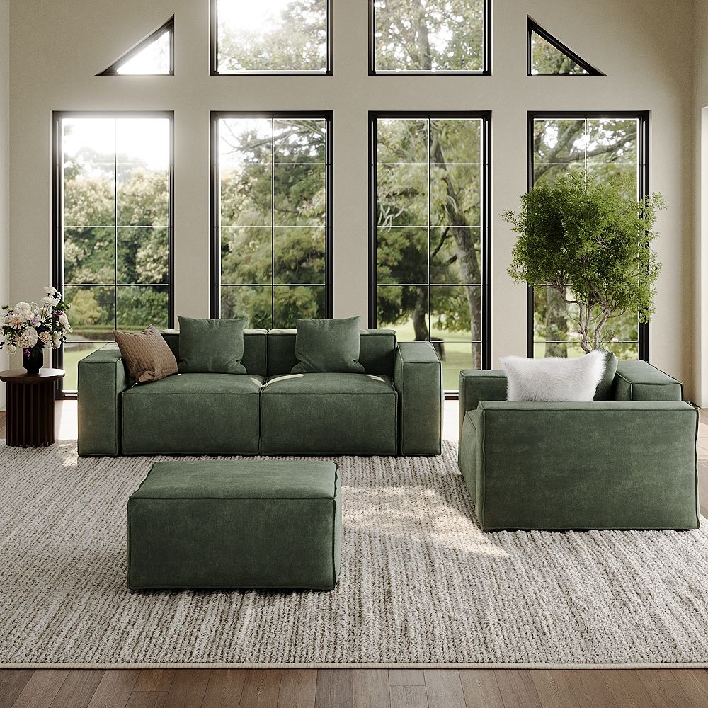 Green Anti-scratch and Waterproof Fabric Sofa Set