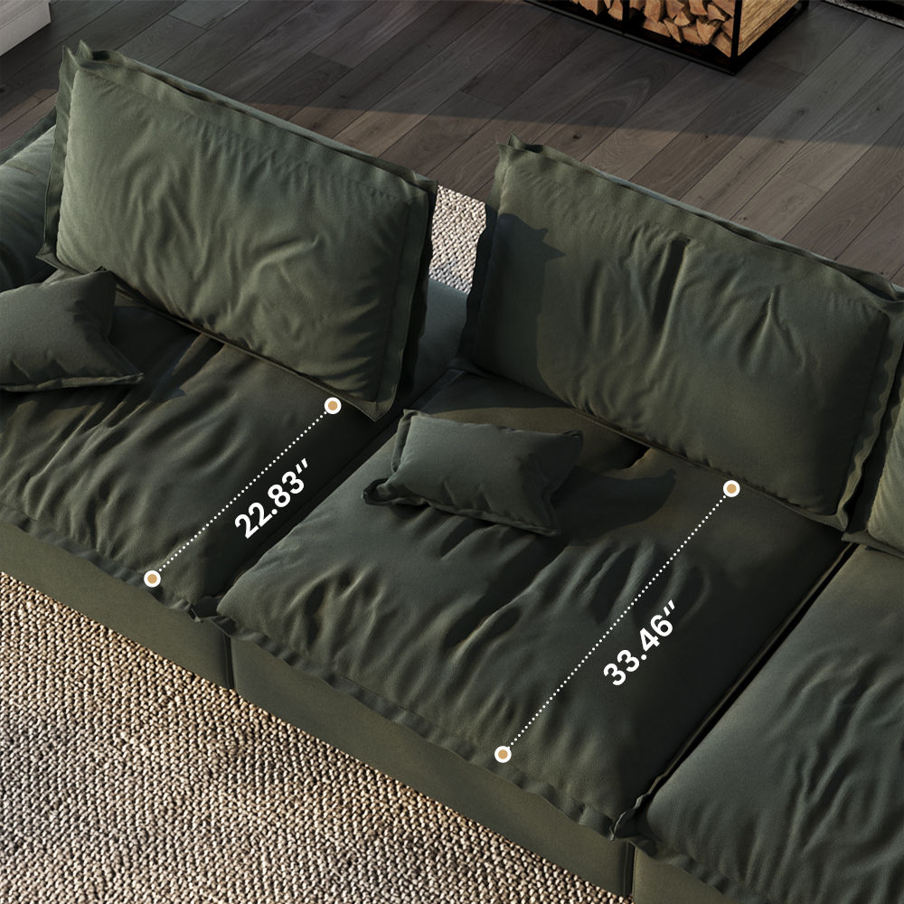 Green Suede Fabric Sofa Set