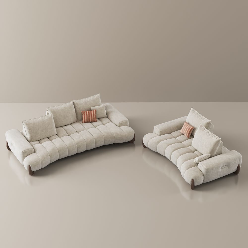 Adjustable Beige Fabric Sofa Set