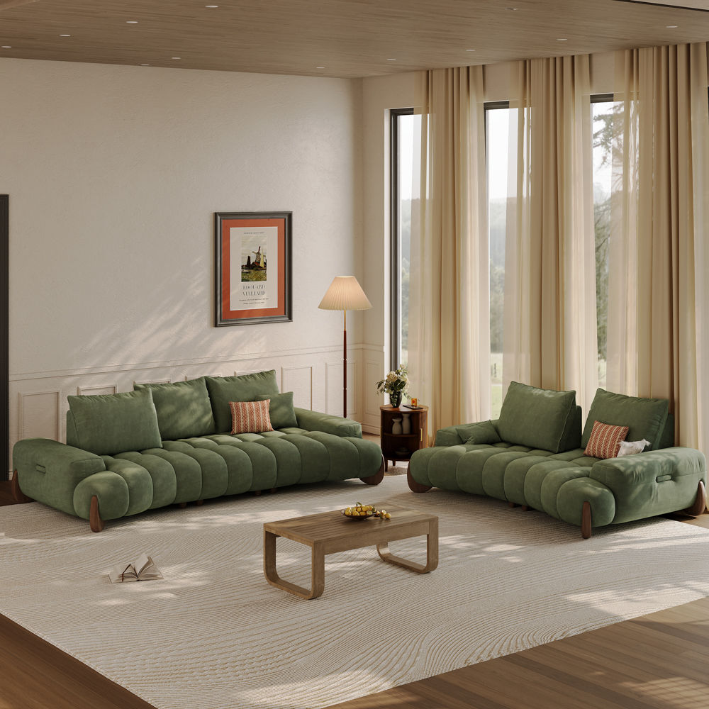 Office Green Fabric Sofa Set