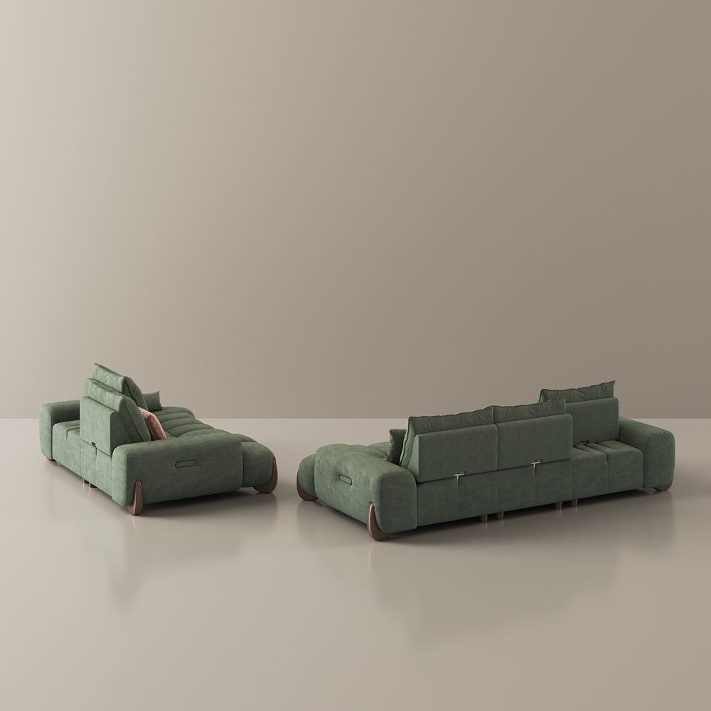 Sleeper Green Fabric Sofa Set