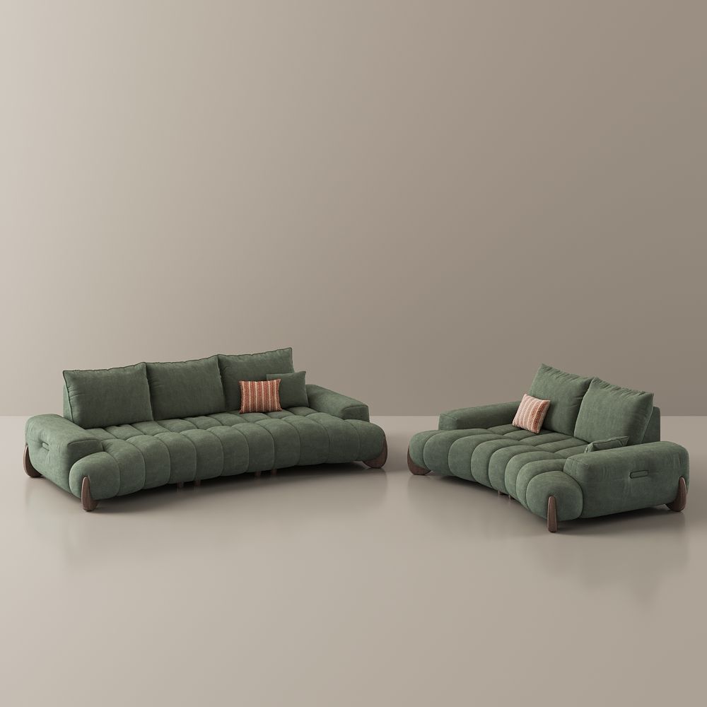 Modern Green Fabric Sofa Set