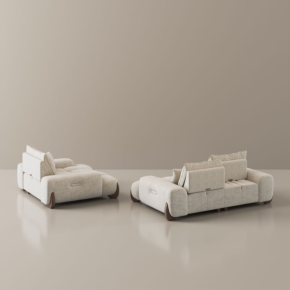 Adjustable Beige Fabric Sofa Set