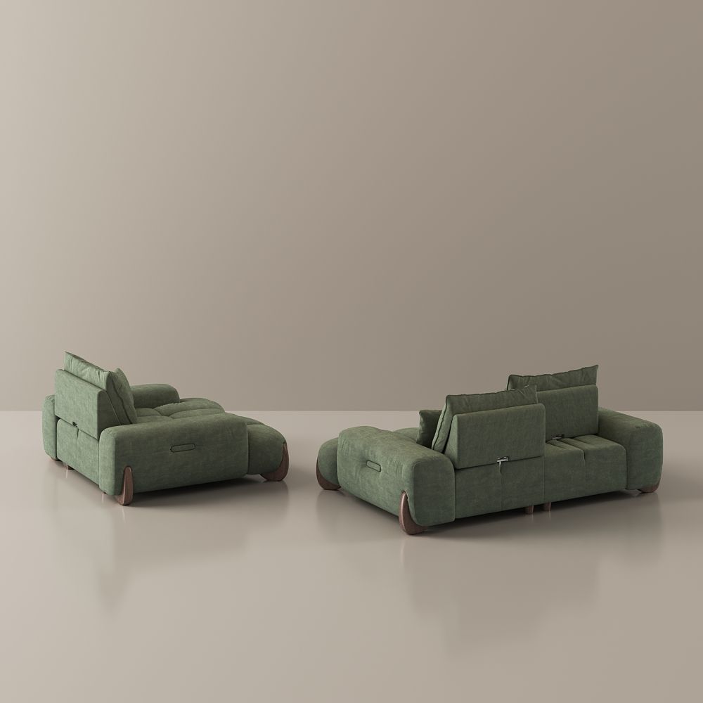 Modern Green Fabric Sofa Set