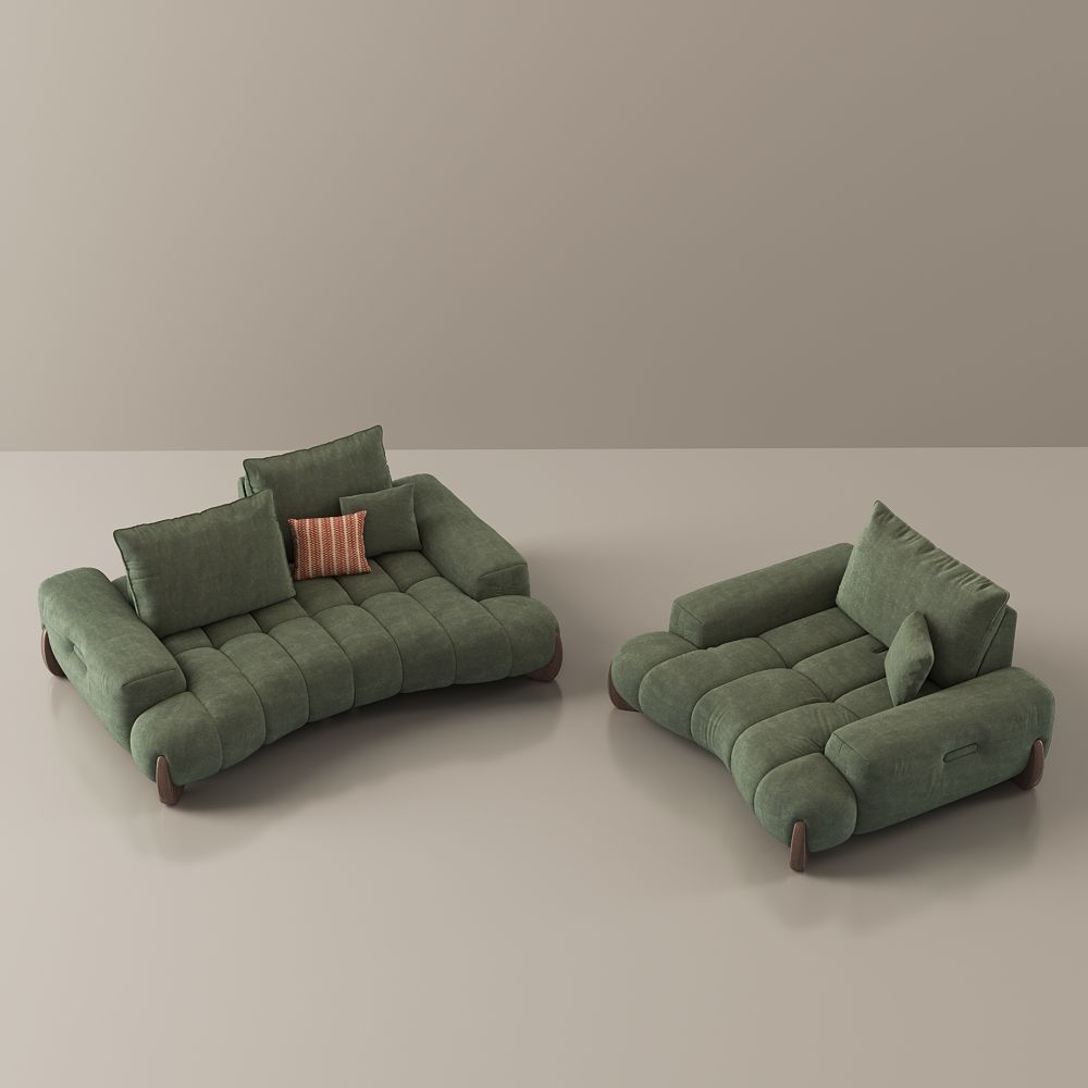 Modern Green Fabric Sofa Set