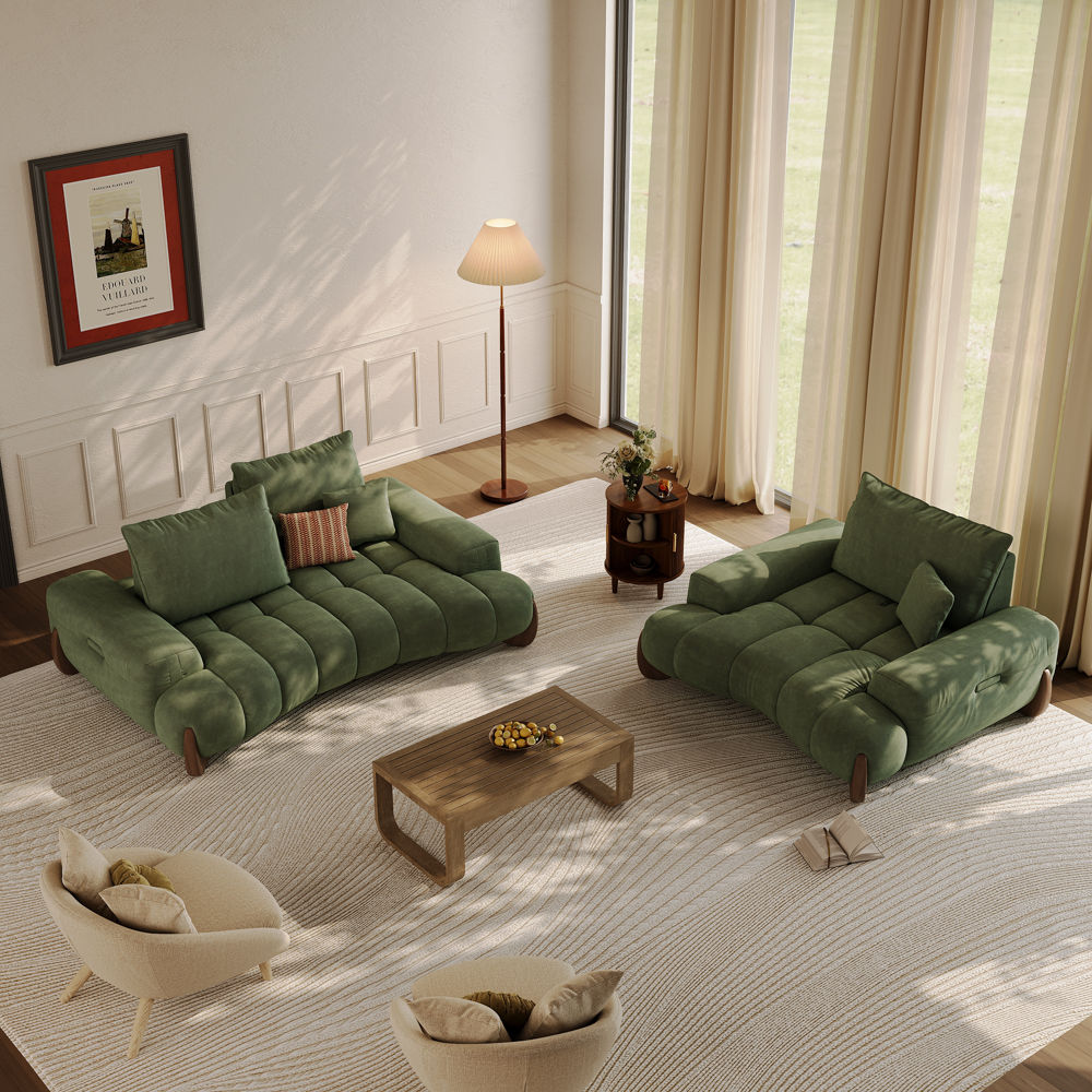 Animal friendly Green Fabric Sofa Set