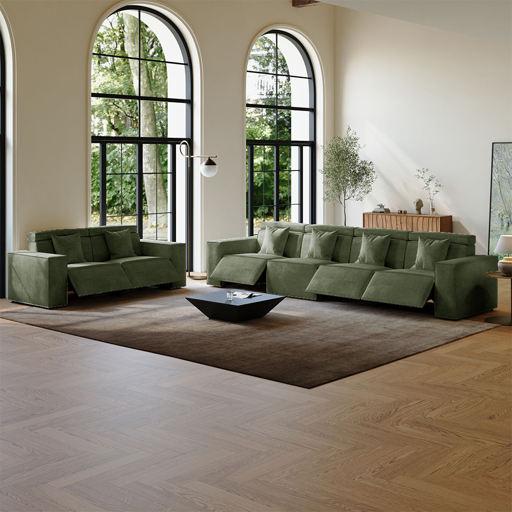Living Room Sets Dark Green Fabric Sofa Set