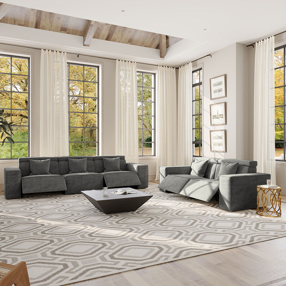 Relaxed Dark Gray Fabric Sofa Set