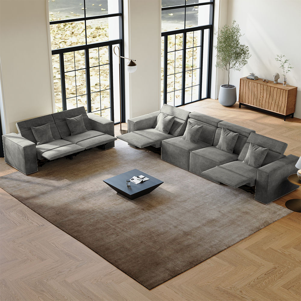 Relaxed Dark Gray Fabric Sofa Set