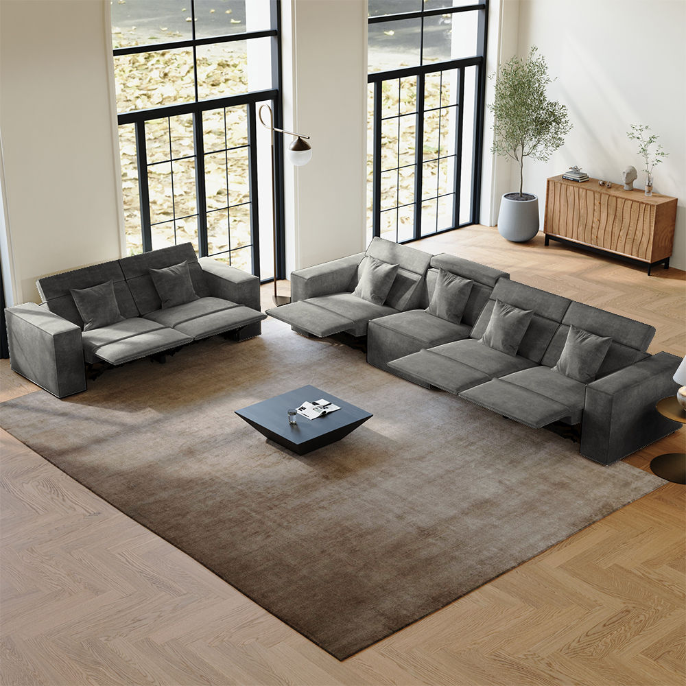 Comfortable Dark Gray Fabric Sofa Set