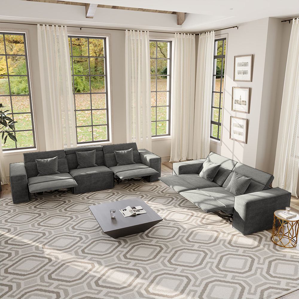 Minimalist Dark Gray Fabric Sofa Set
