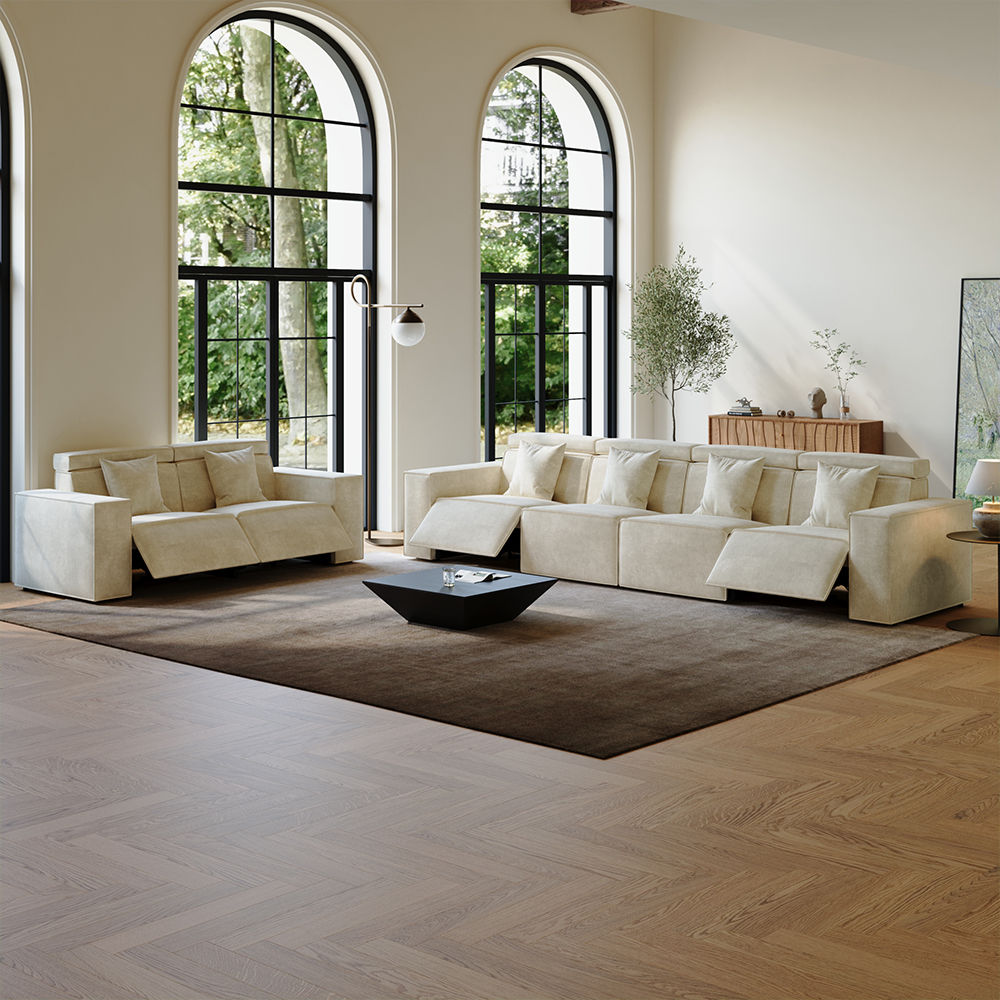 Power Reclining Sofas Beige Fabric Sofa Set