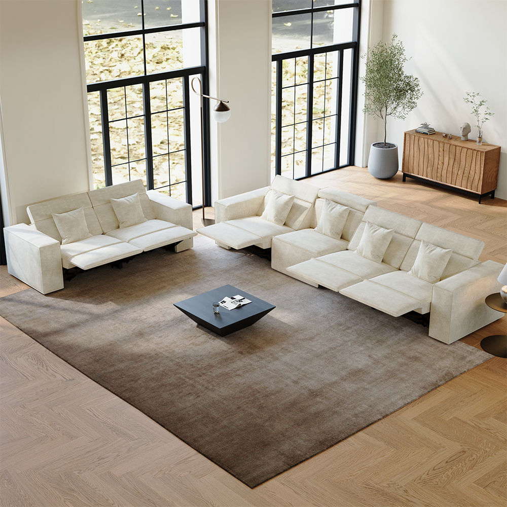 Minimalist Beige Fabric Sofa Set