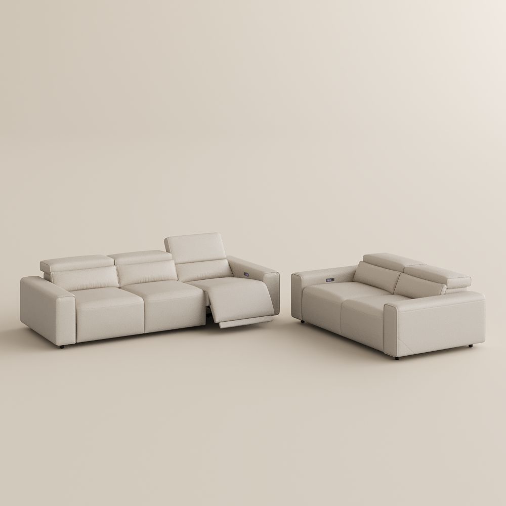 Modern Minimalist Beige Eco-friendly Microfiber Leather Sofa Set