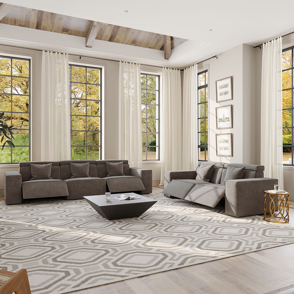 Soft Khaki Fabric Sofa Set