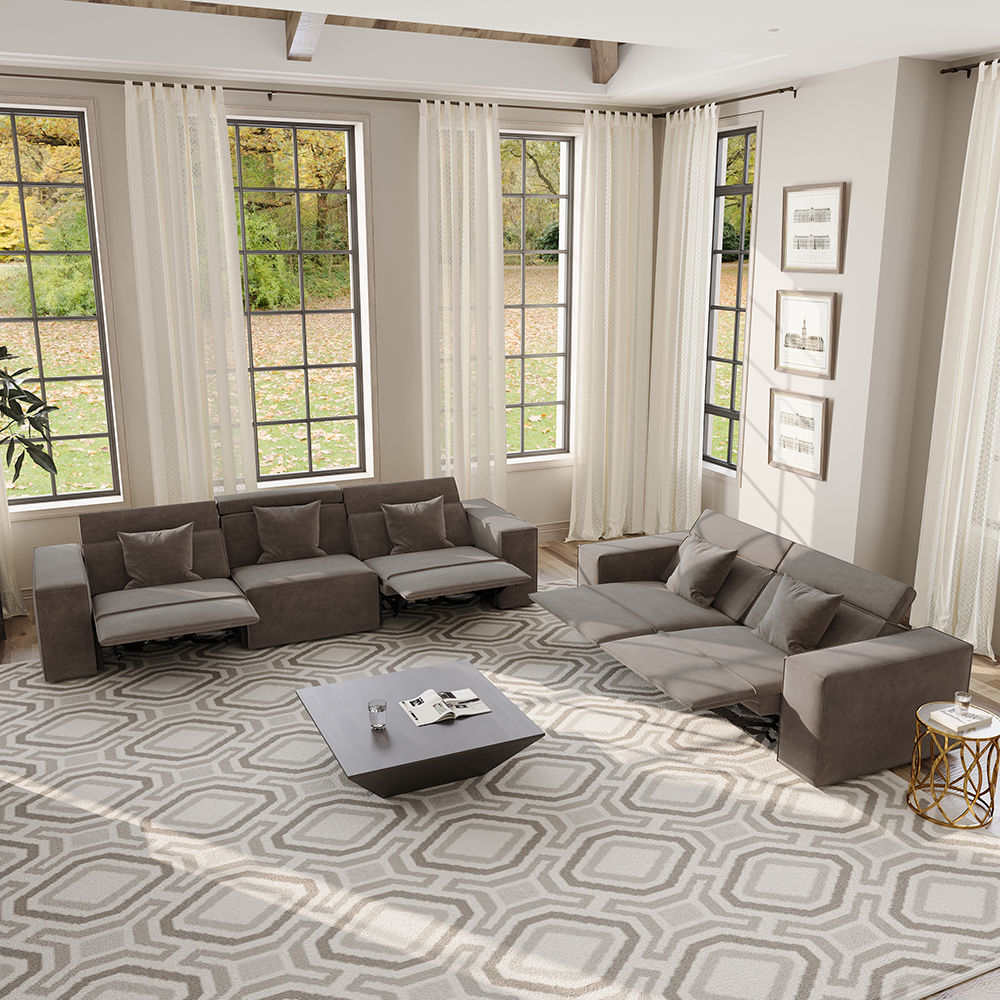 Easy Assembly Khaki Fabric Sofa Set