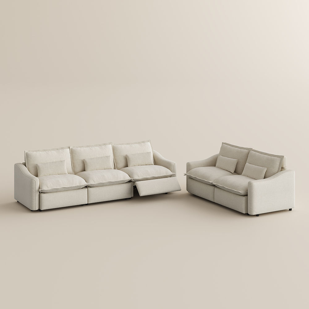 Beige MDF&Glass Sofa Set