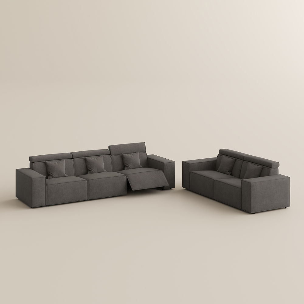 Comfortable Dark Gray Fabric Sofa Set