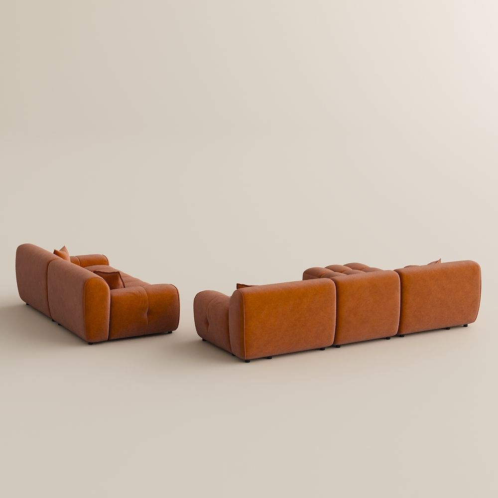 Partial Assembly Required Orange Fabric Sofa Set