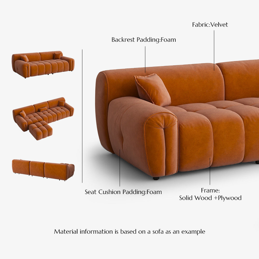 Office Orange Fabric Sofa Set
