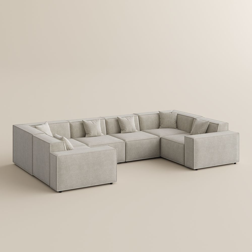 Fabric Beige Fabric Sofa Set
