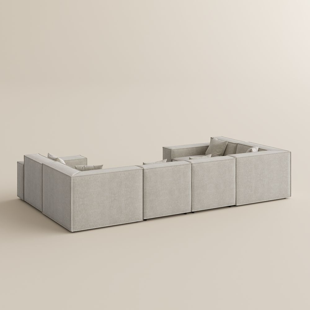 Medium Beige Fabric Sofa Set