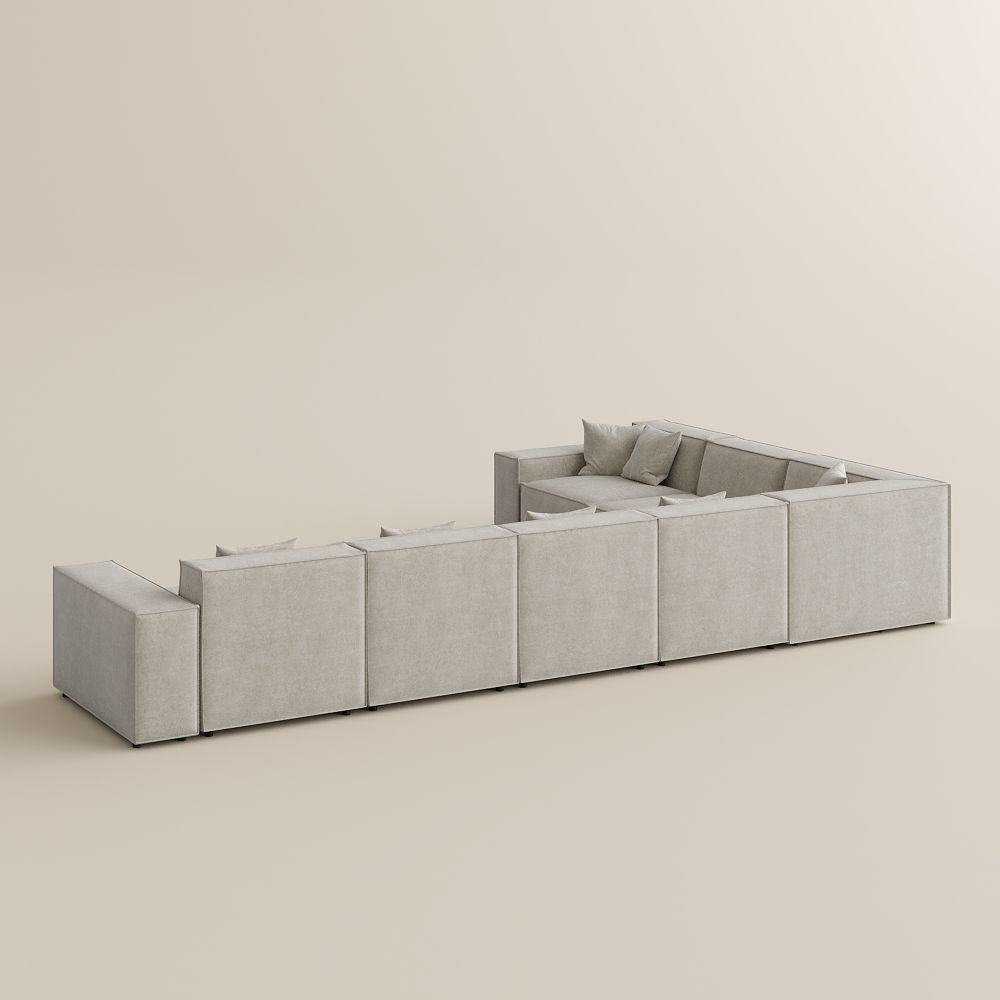 Removable Beige Fabric Sofa Set