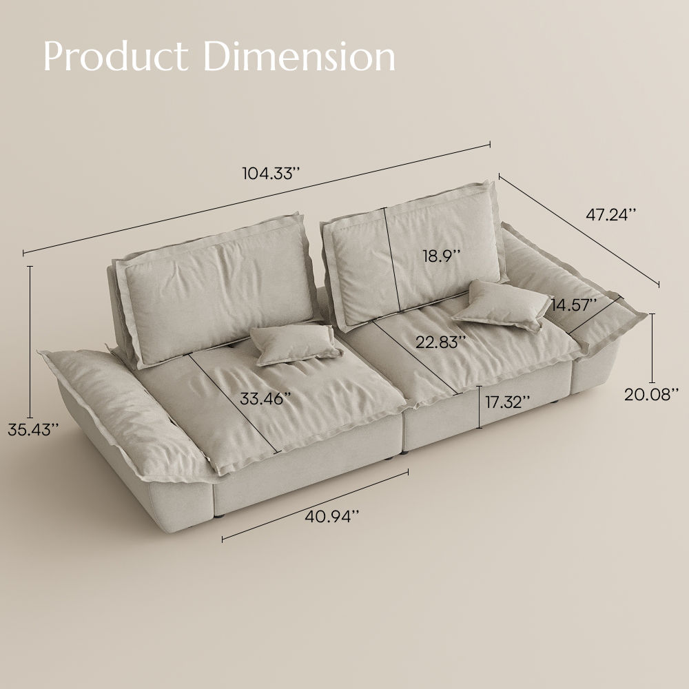 Partly Assemble Beige Suede Fabric Sofa Set