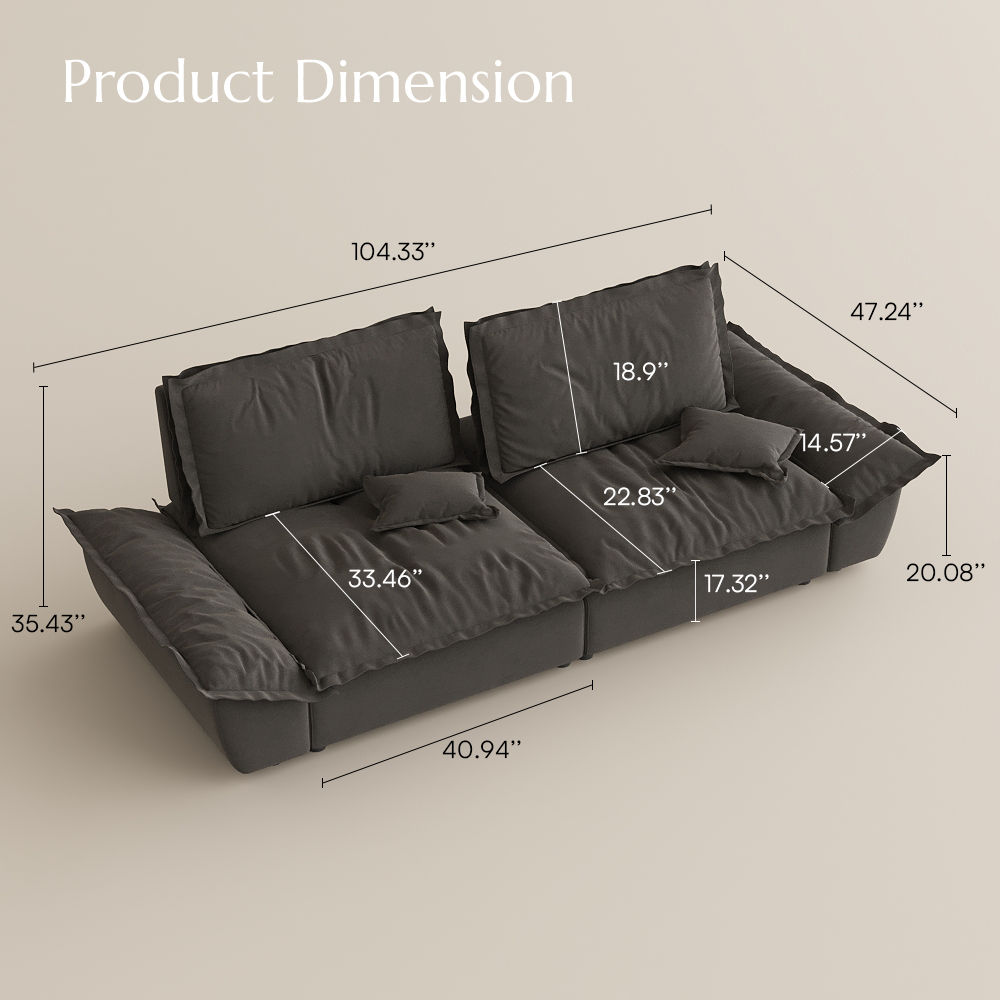 Partly Assemble Gray Suede Fabric Sofa Set