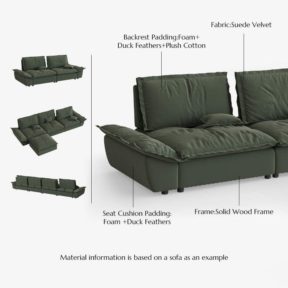 Sleeper Green Suede Fabric Sofa Set