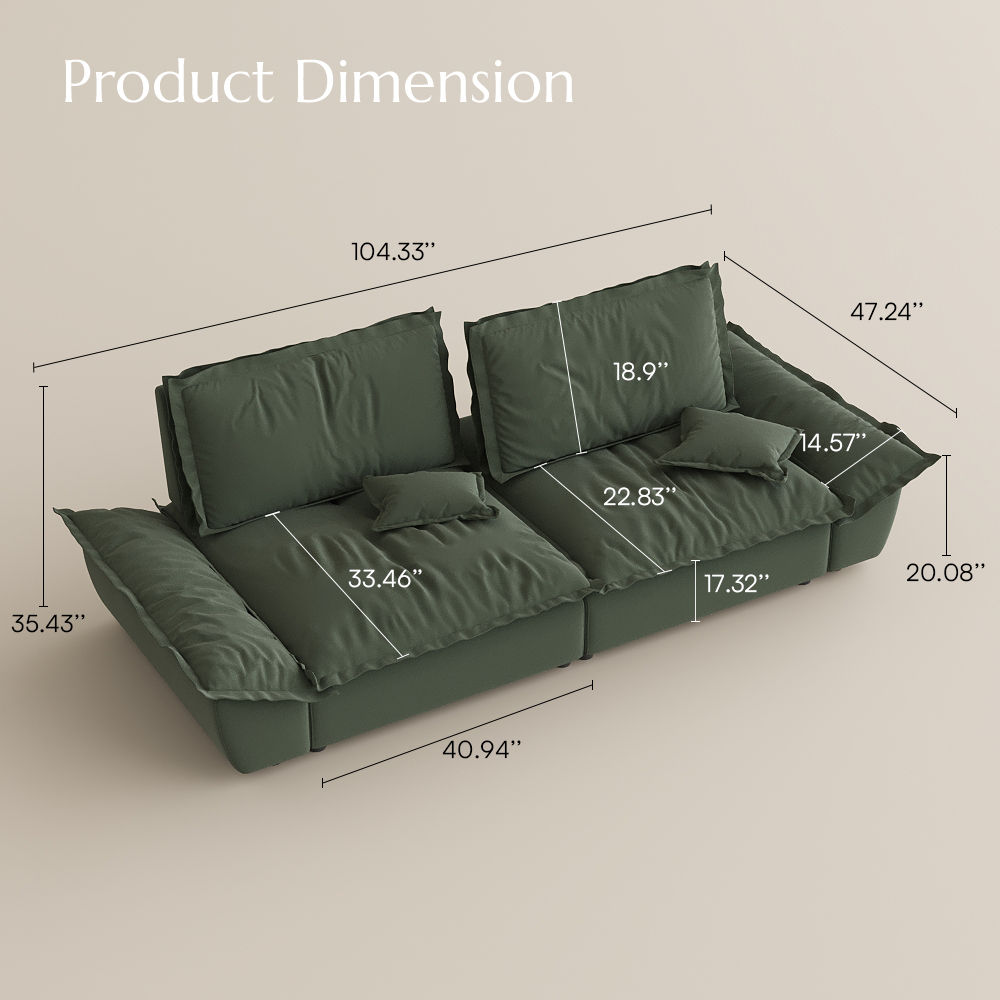Pure Color Green Suede Fabric Sofa Set