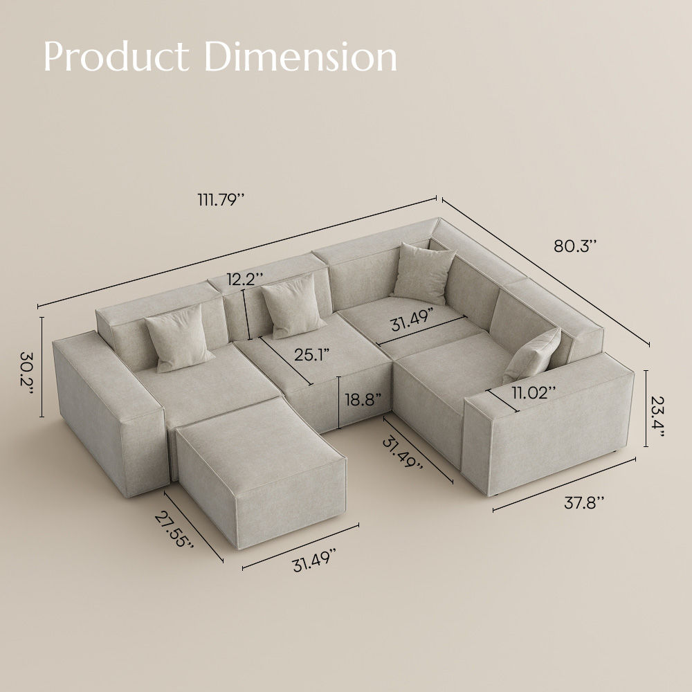 Fully Assembled Beige Fabric Sofa Set