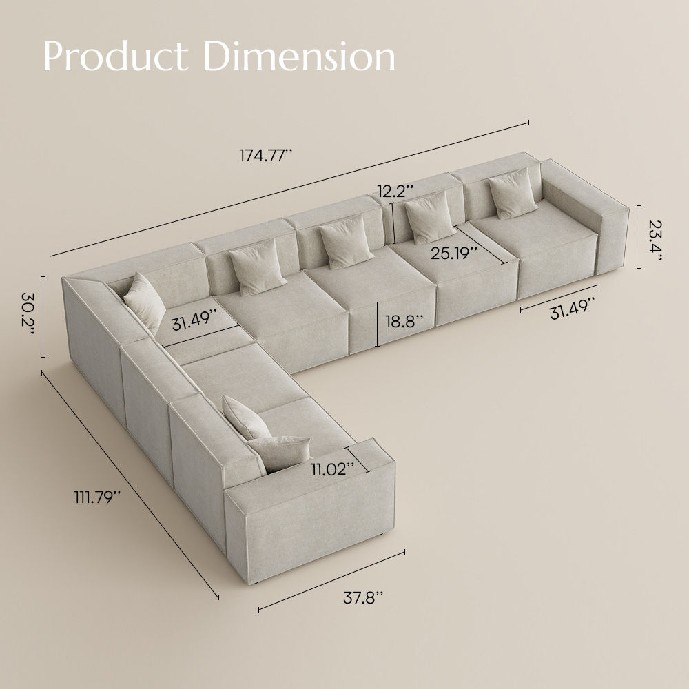 Modern Beige Fabric Sofa Set