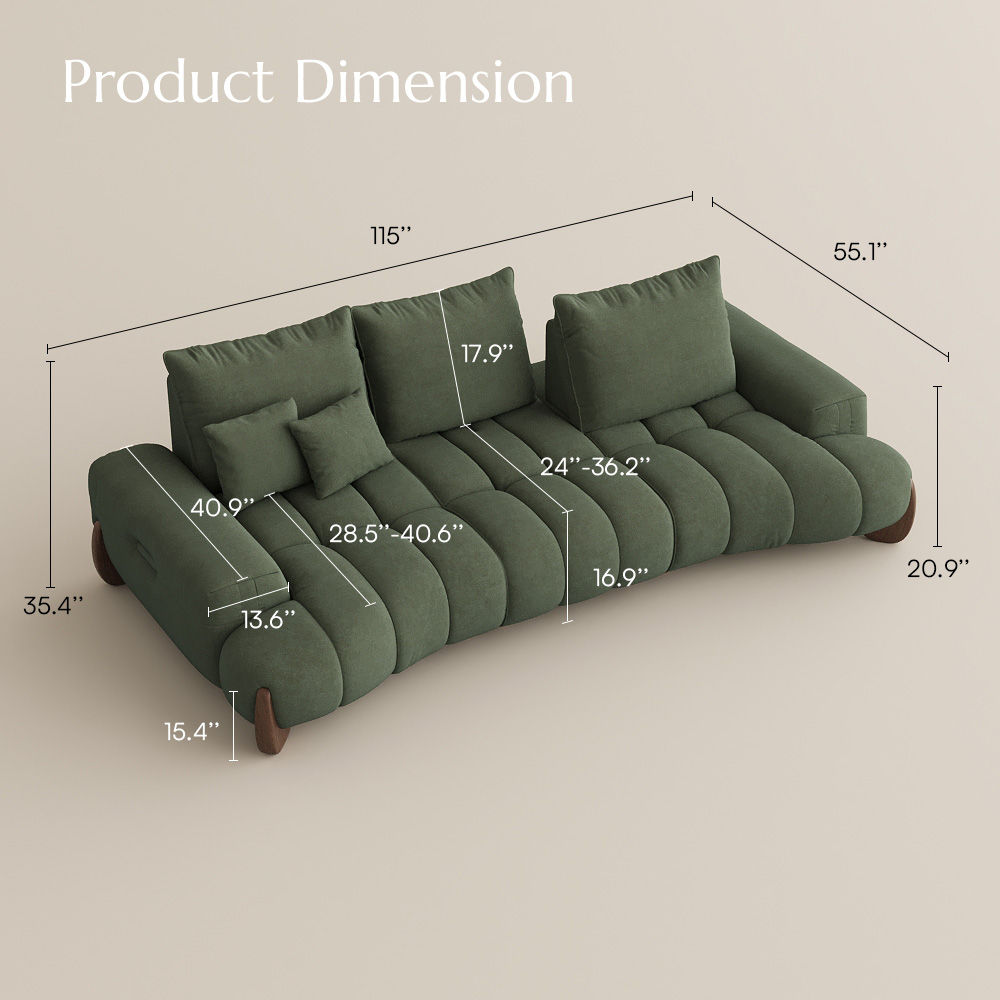 5-6 Seater Green Fabric Sofa Set